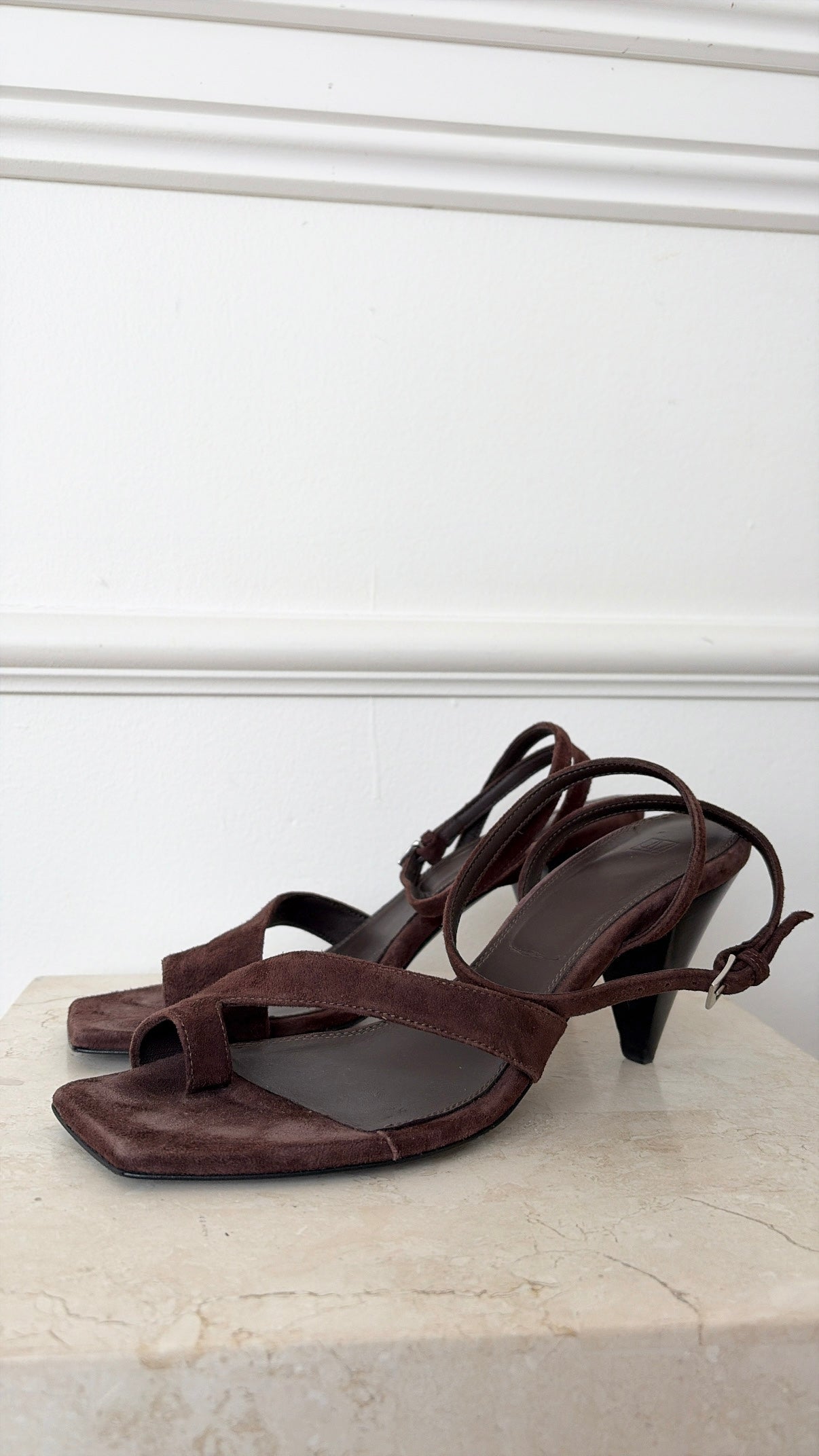 Camilla and Marc Brown Suede Ankle Strap Heels, 39