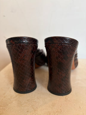 Zimmermann Brown and Black Python Embossed Stone Mules, 39