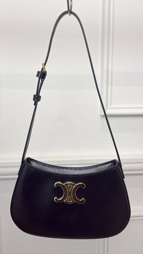 Celine Medium Tilly Bag In Shiny Calfskin Black