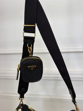 Prada Black Raffia Re-Edition Crossbody Bag