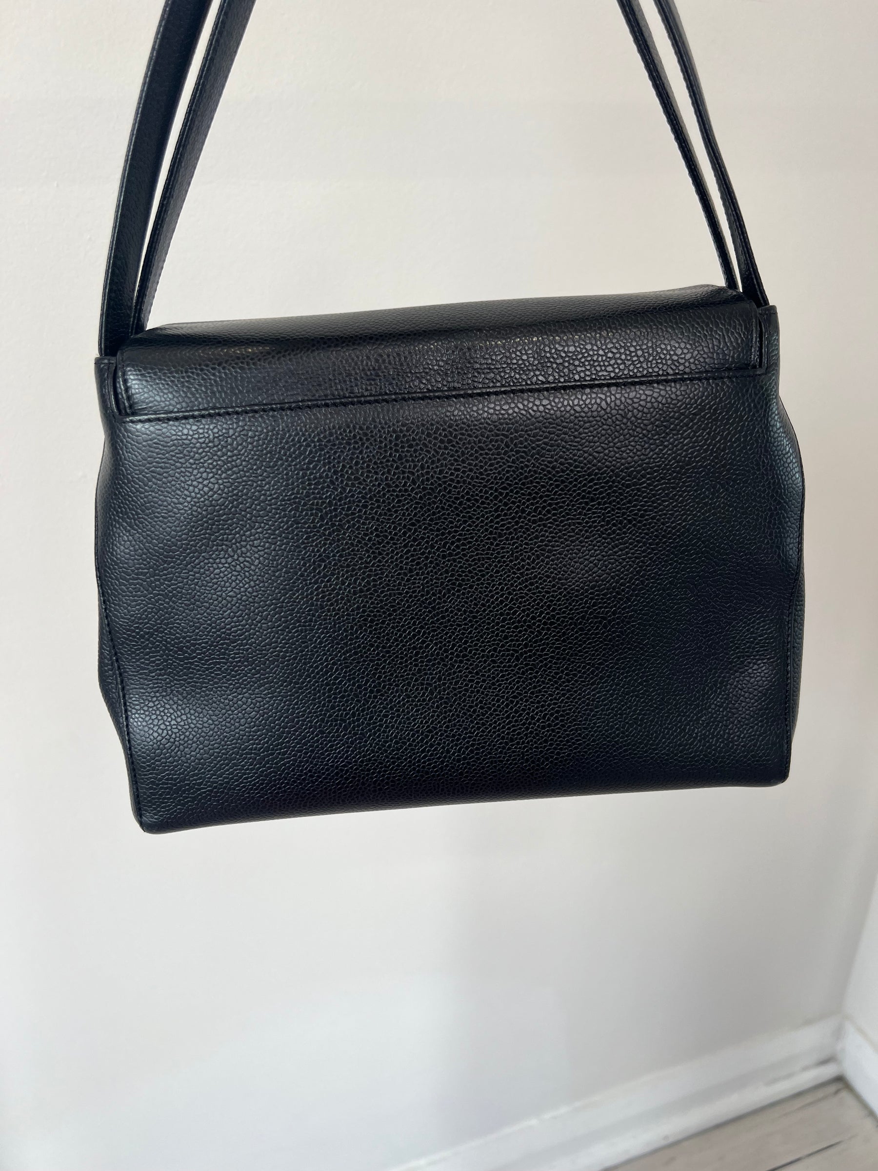 Chanel Black Caviar Leather Shoulder Kelly Bag