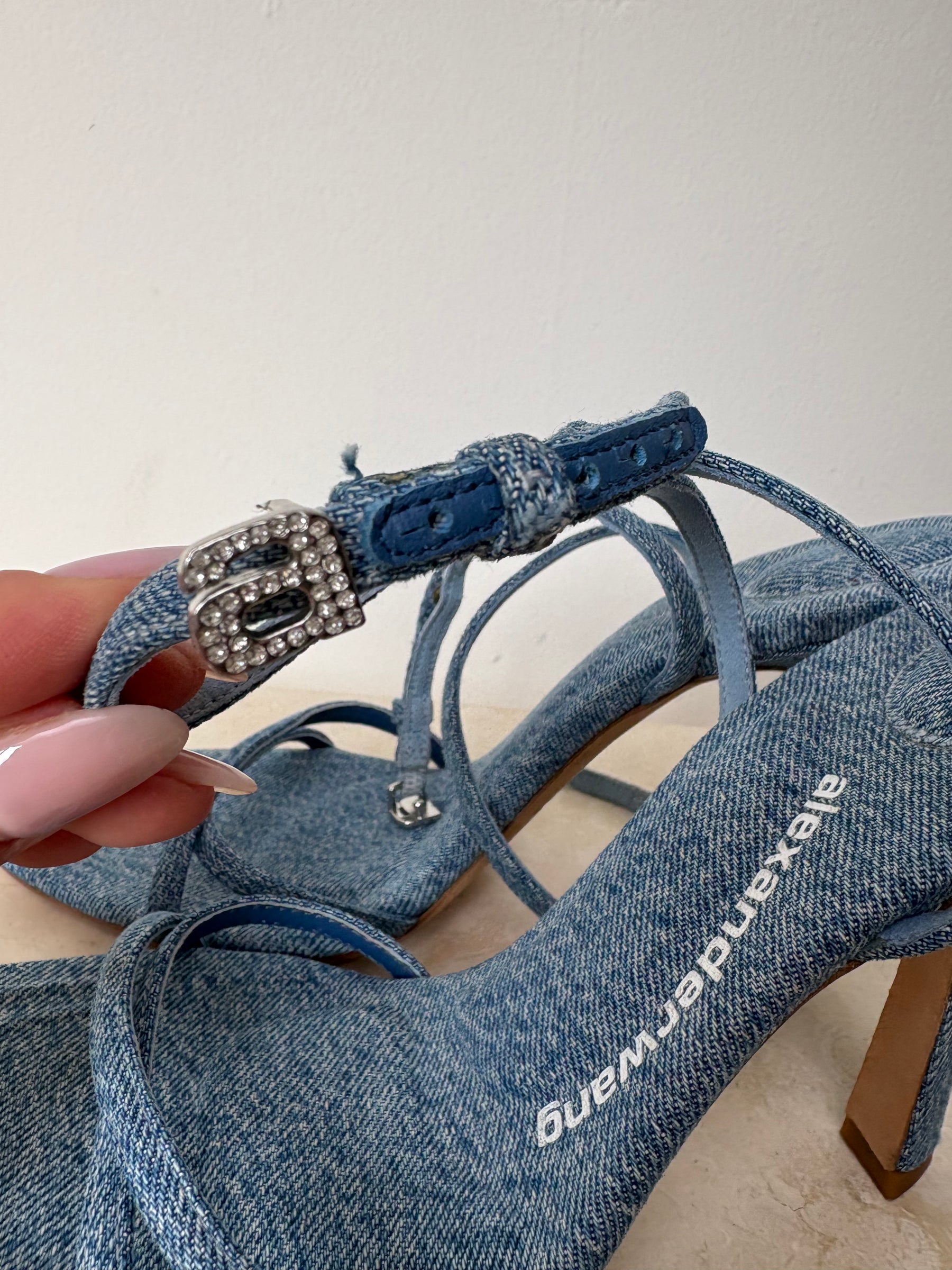 Alexander Wang Blue Denim Strappy Heels, 39