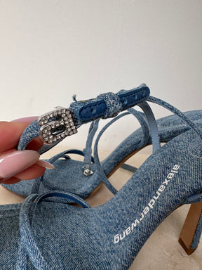 Alexander Wang Blue Denim Strappy Heels, 39