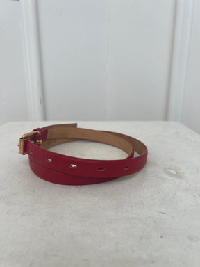 Scanlan Theodore Red Leather Thin Belt, M/L