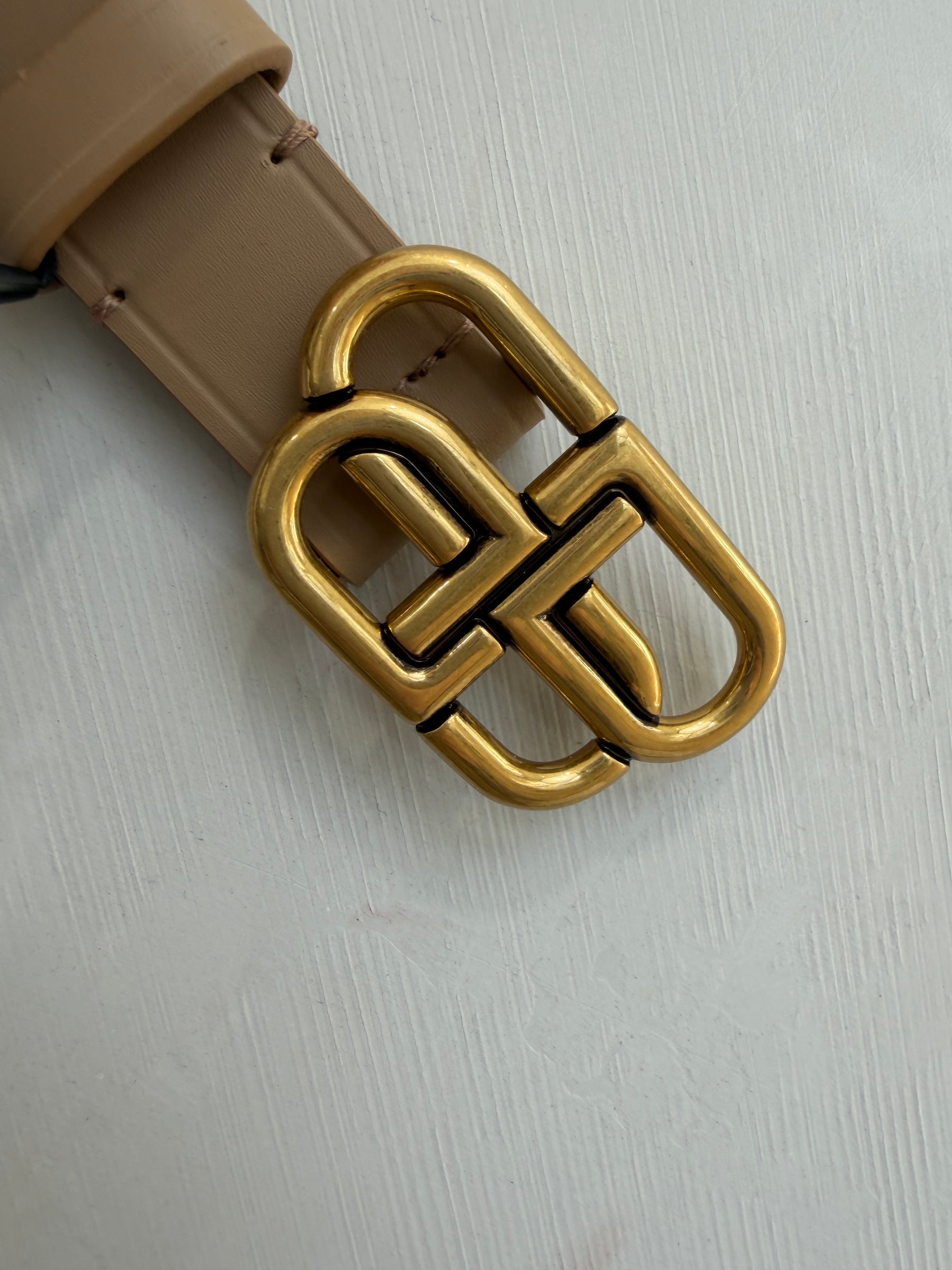 Balenciaga Beige Leather Logo Belt, 70