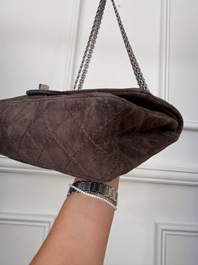 Chanel Brown Suede Large 2.55 Handbag