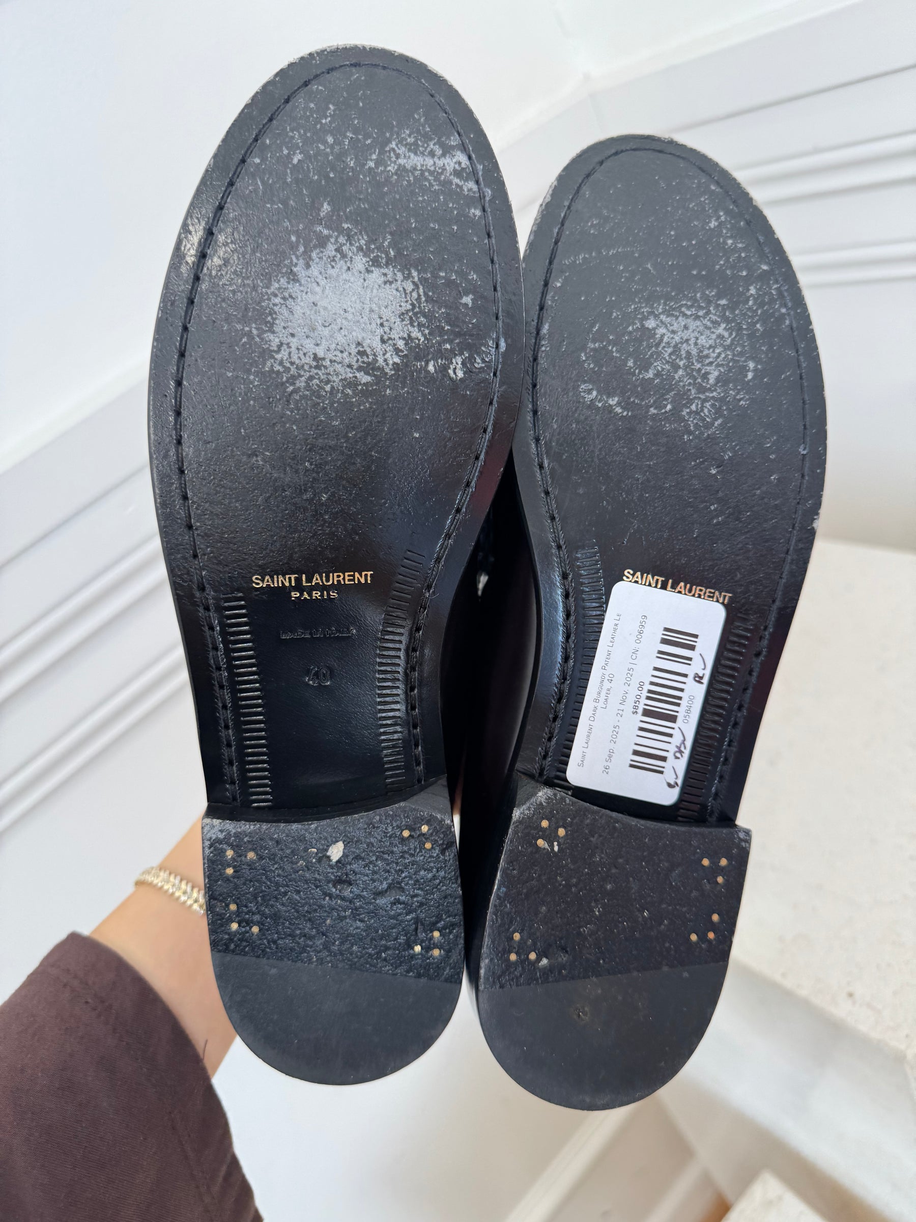 Saint Laurent Dark Burgundy Patent Leather Le Loafer, 40