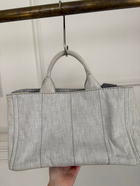 Prada Light Grey Denim Canapa Tote