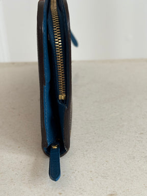 Louis Vuitton Monogram Fold Over Wallet Blue Interior