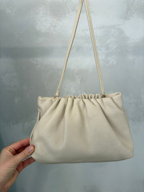 A-ESQUE Cream Leather Pouch Shoulder Bag