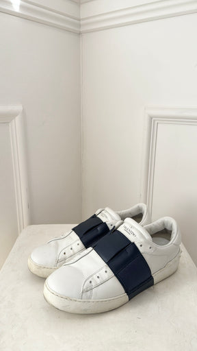 Valentino Garavani White and Navy Leather Sneakers, 39