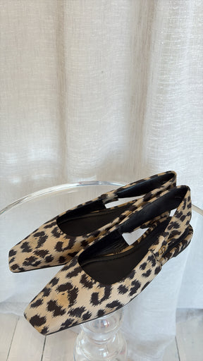 Dior Leopard Print Slingback Flats, 39.5