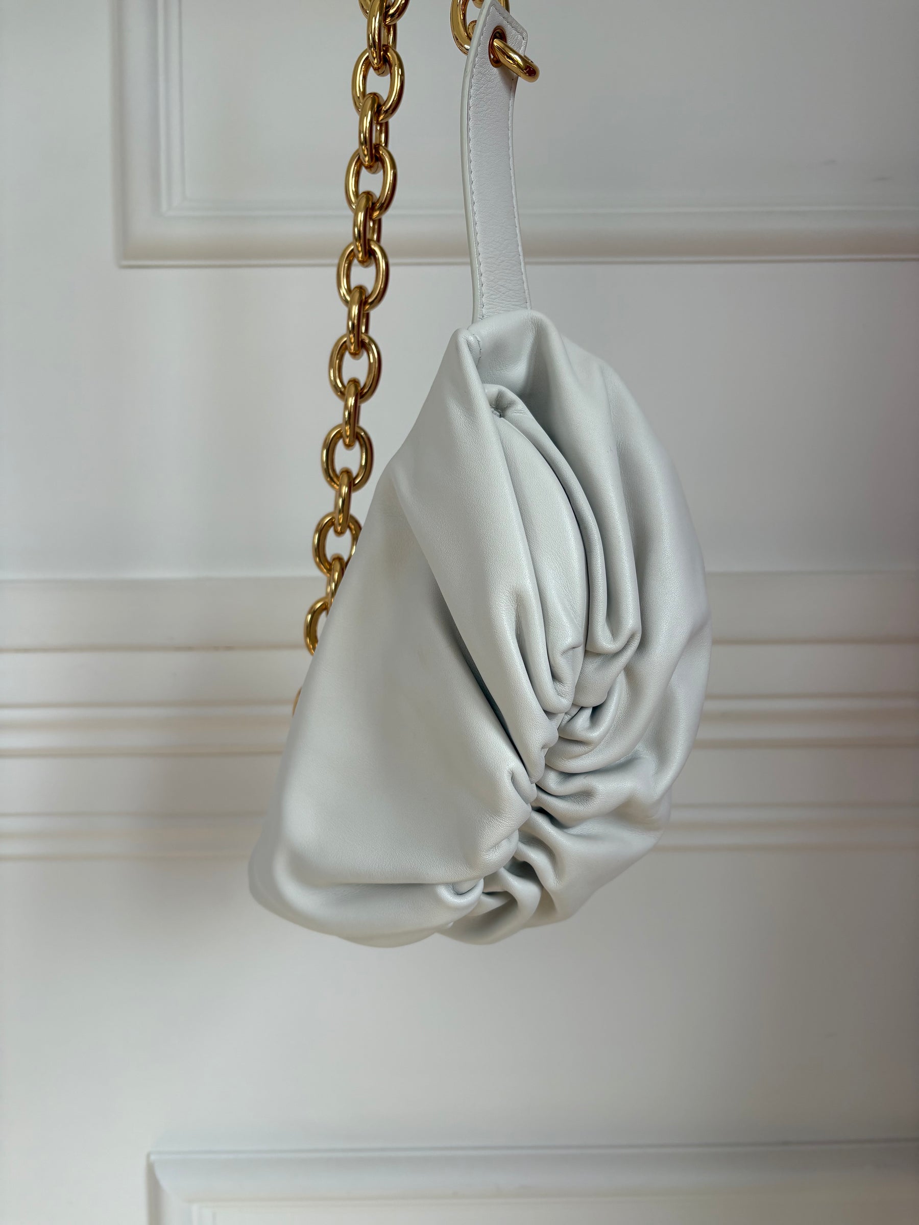 Bottega Veneta Chalk Leather Chain Pouch Belt Bag