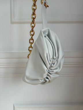 Bottega Veneta Chalk Leather Chain Pouch Belt Bag