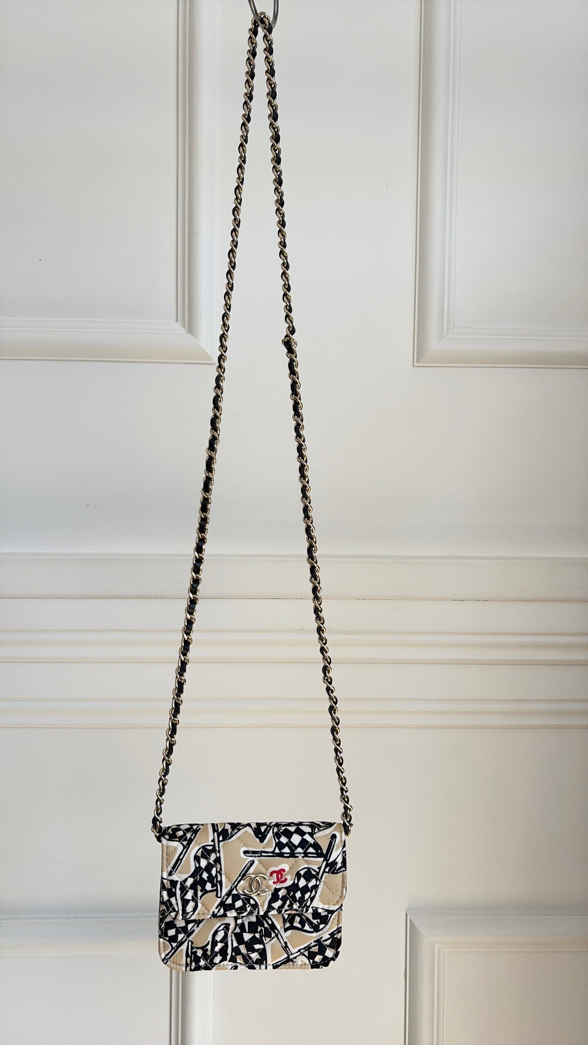 Chanel Black and Beige Flag Print Mini Bag