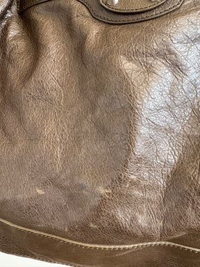 Balenciaga Dark Khaki Crossbody City Hobo Bag