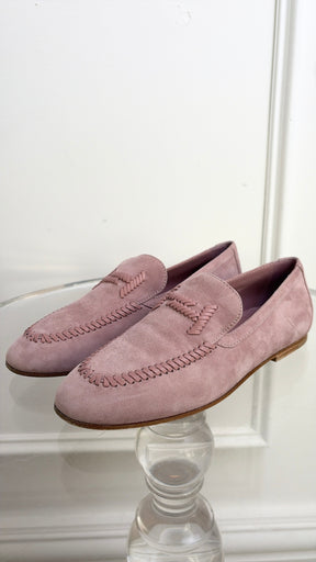 Tod's Musk Suede Whipstitch Logo Loafer, 36