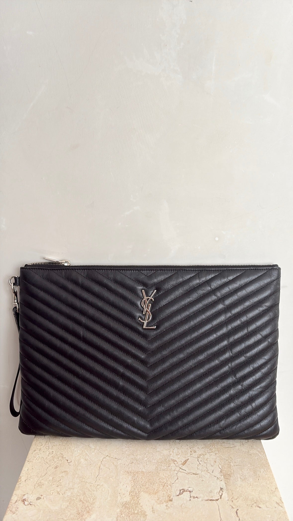 Saint Laurent Large Quilted Black Pouch