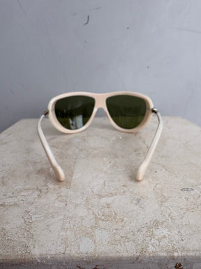 Moncler Ivory Frame Green Lense Sunglasses