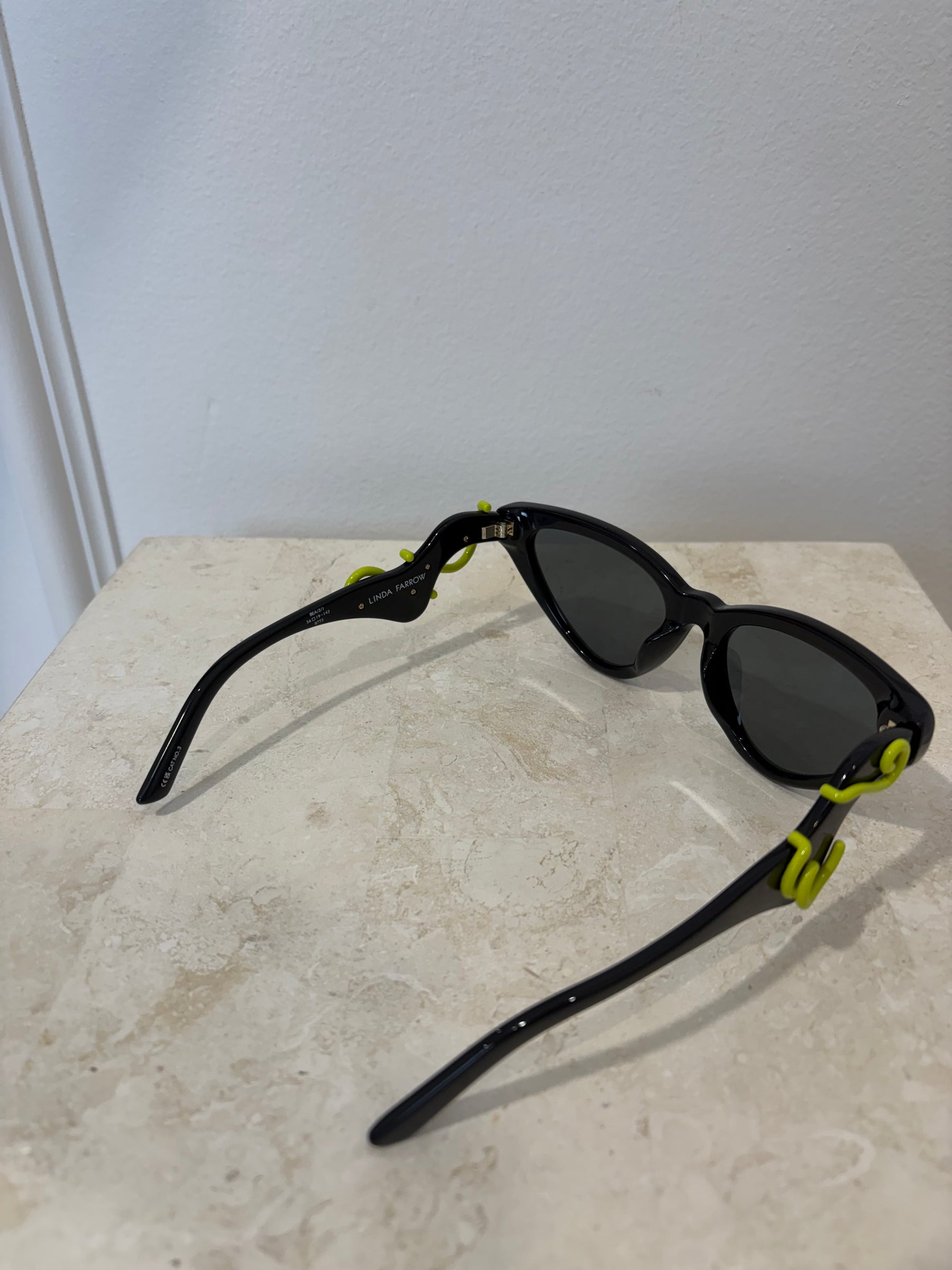 LINDA FARROW x Bea Bongiasca Black Cat Eye Sunglasses