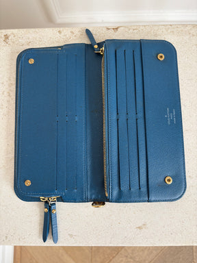 Louis Vuitton Monogram Fold Over Wallet Blue Interior