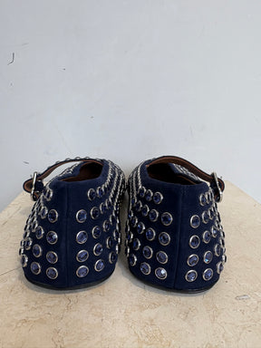 Alaia Studded Mary Jane Flats In Navy, 37