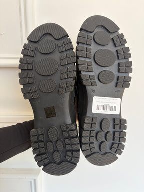 Weekend Max Mara Black Leather Chunky Tassel Loafers, 39