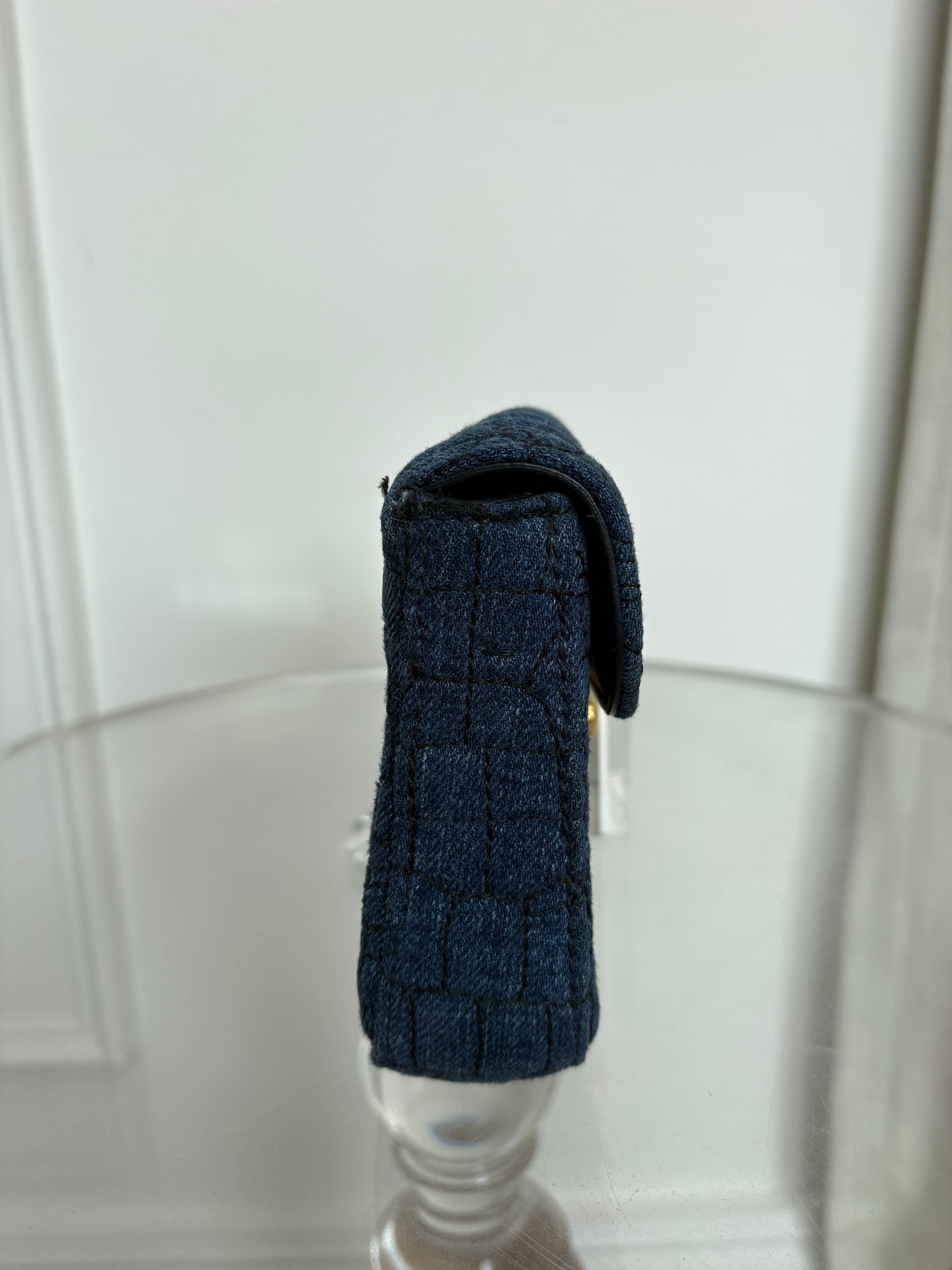 Miu Miu Croc-Embossed Denim Clutch