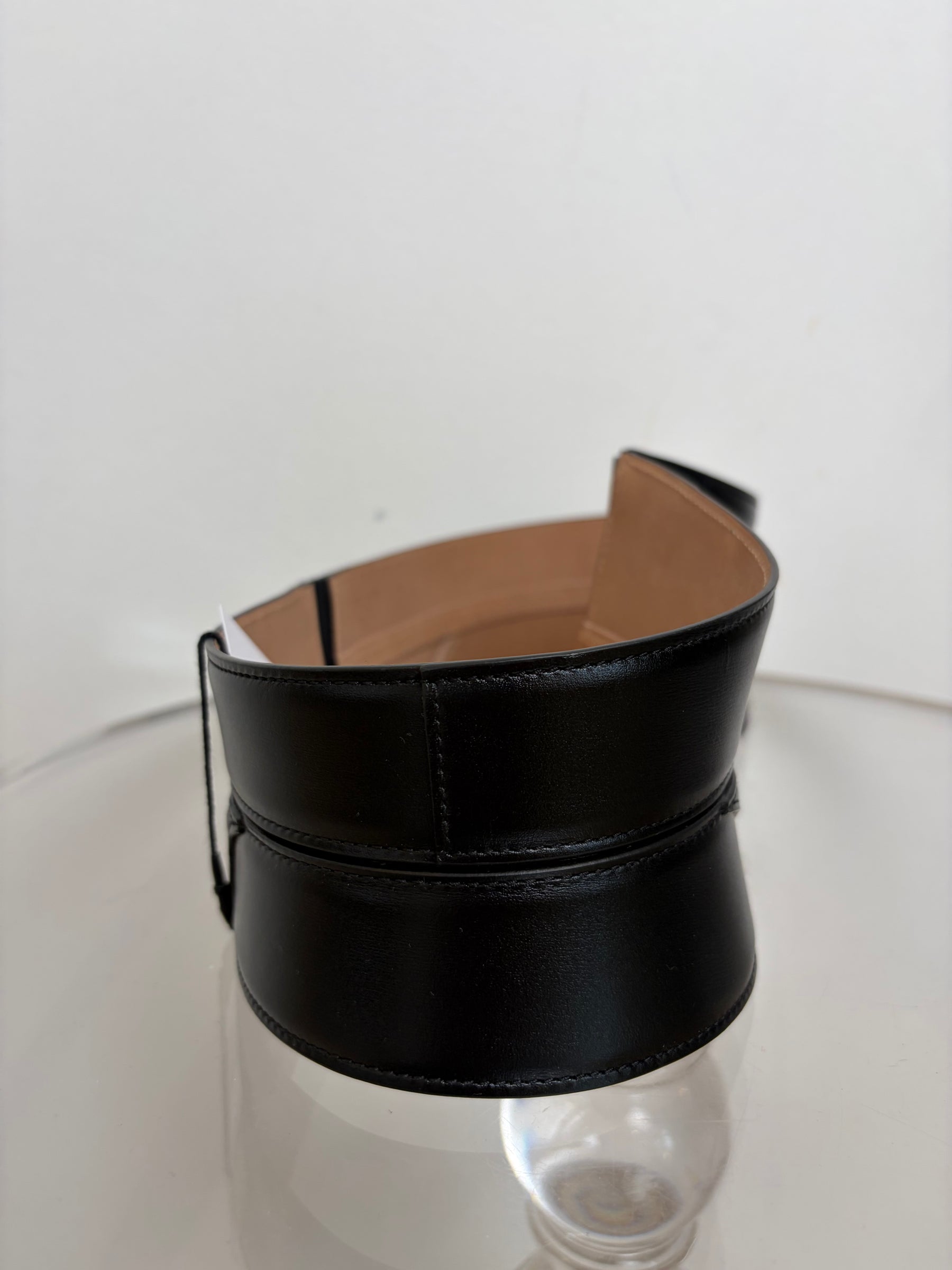 Alaia Black Leather Waist Belt, 75