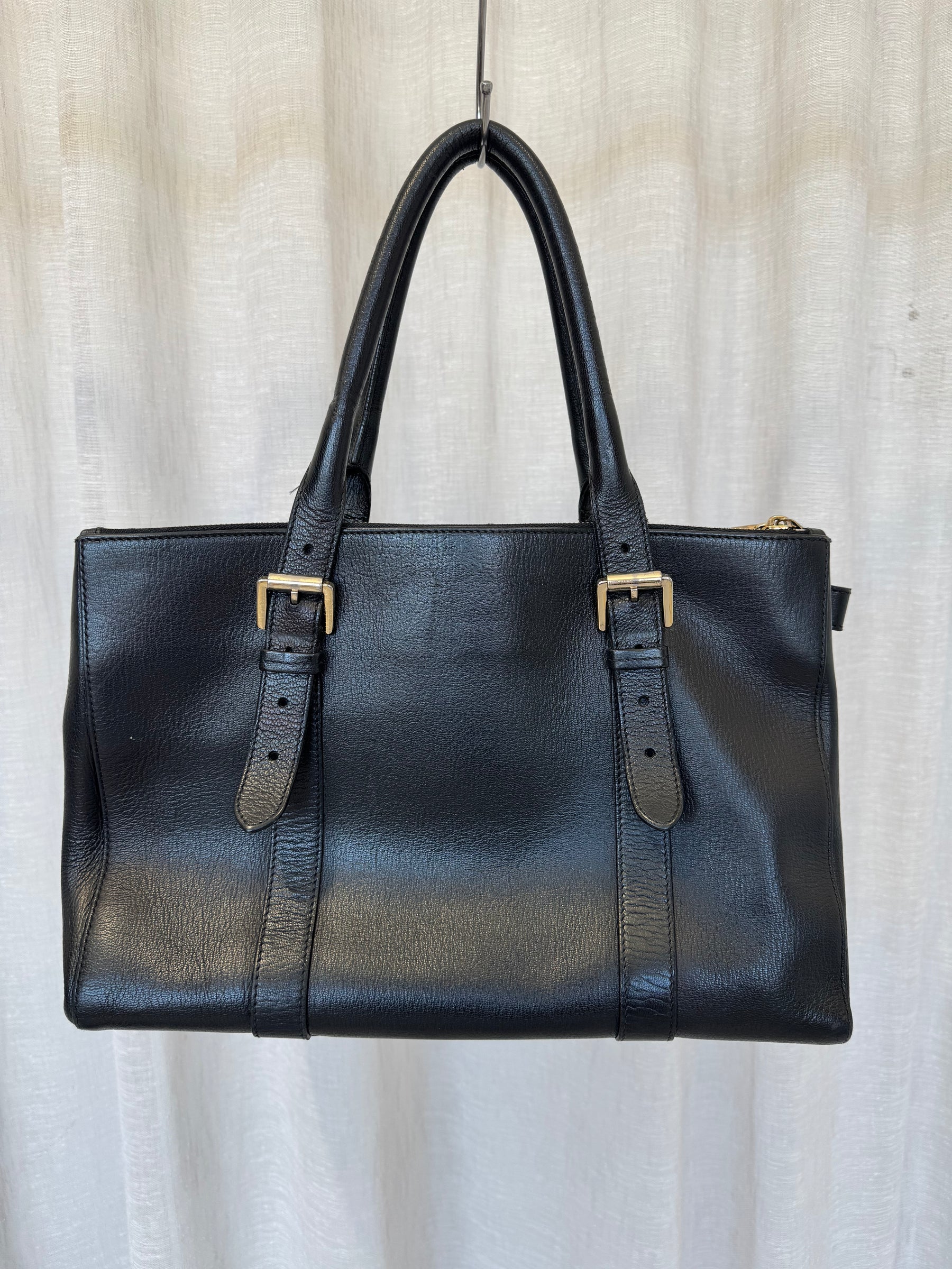 Mulberry Black Leathert Double Zipped Bayswater Tote