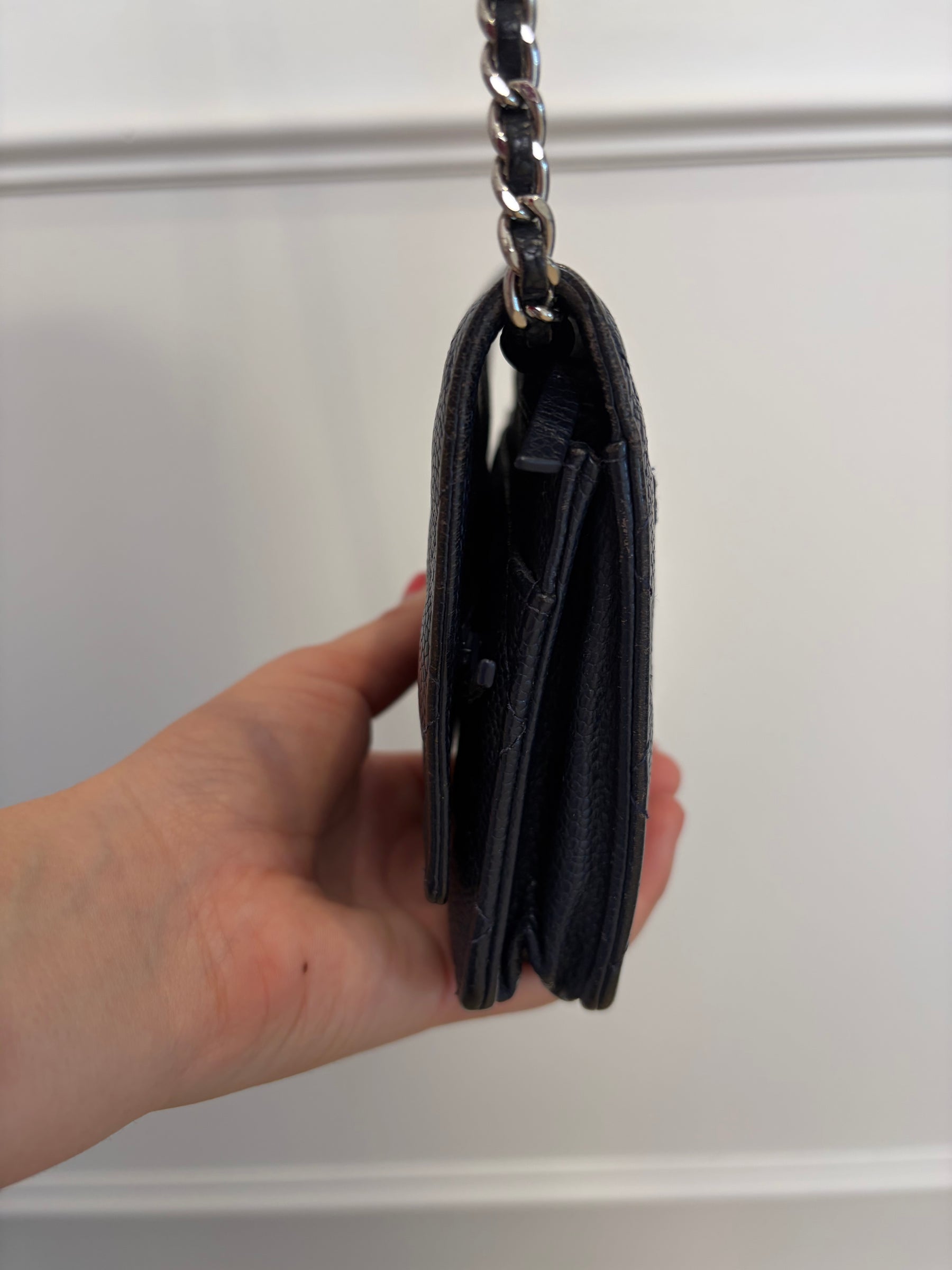 Chanel Navy Caviar Leather Wallet on Chain