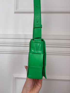 Bottega Veneta Parakeet Green Intrecciato Leather Cassette Bag