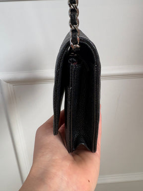 Chanel Black Caviar Leather Wallet on Chain