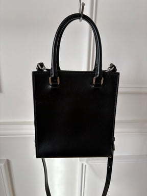 Prada Black Leather Triangle Logo Mini Tote