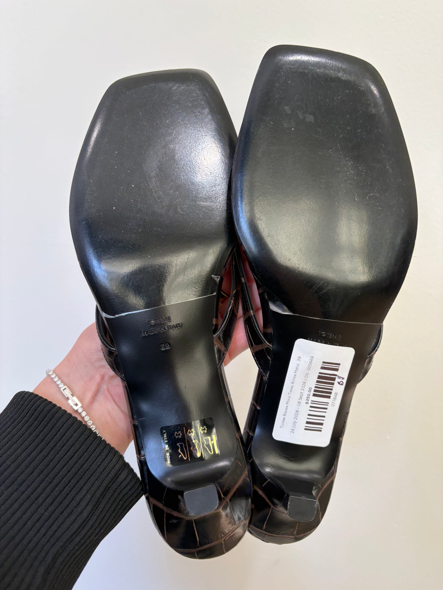 Totême Brown Mock Thong Kitten Heels, 39