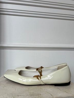 Jimmy Choo Diamond Tilda Soft Patent Flats In Latte, 37.5