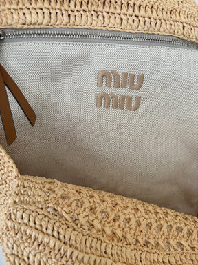 Miu Miu Raffia Logo Tote