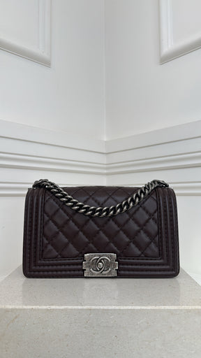 Chanel Dark Brown Leather Medium Boy Bag