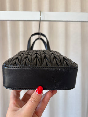 Miu Miu Black Matelasse Mini Crystal Chain Tote Bag