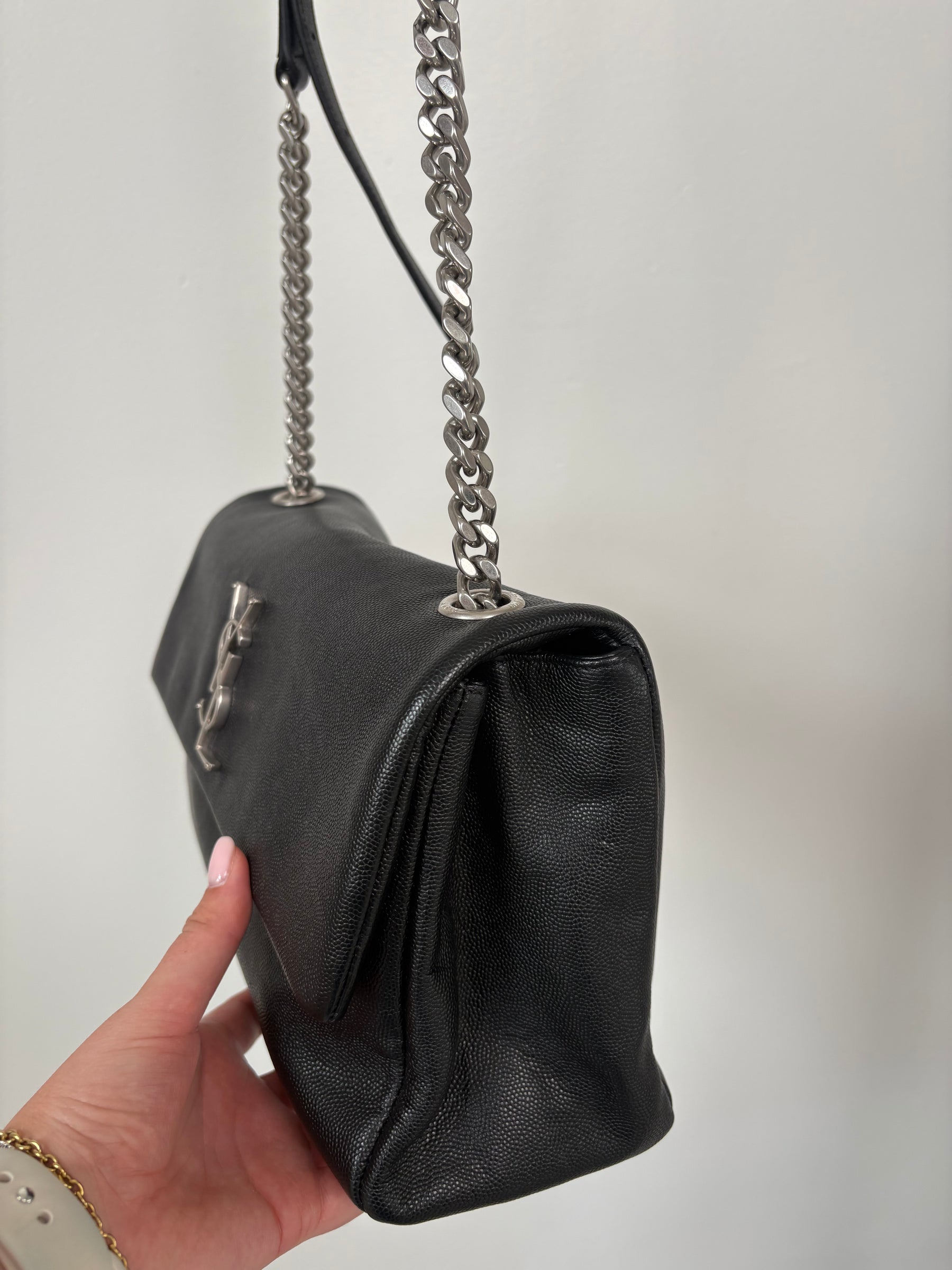 Saint Laurent Medium Monogram Grained Leather West Holywood Bag