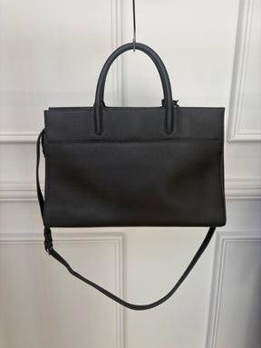 Saint Laurent Grey Leather Top Handle Tote Bag with Shoulder Strap