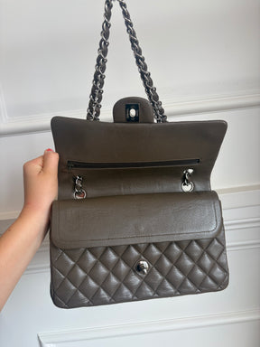 Chanel Taupe Caviar Leather Medium Classic Flap