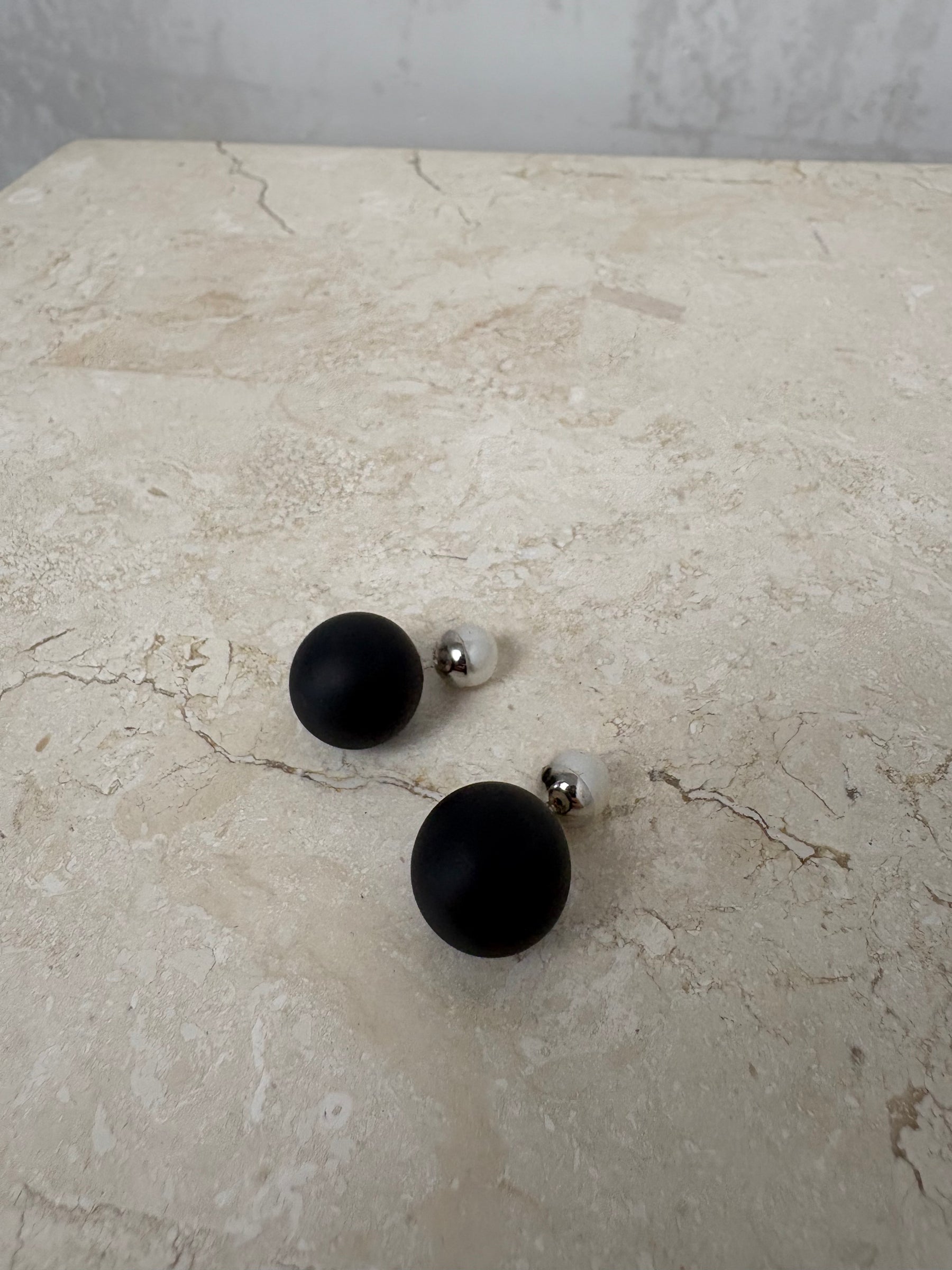Dior Matte Black and Pearl Triables Earrings