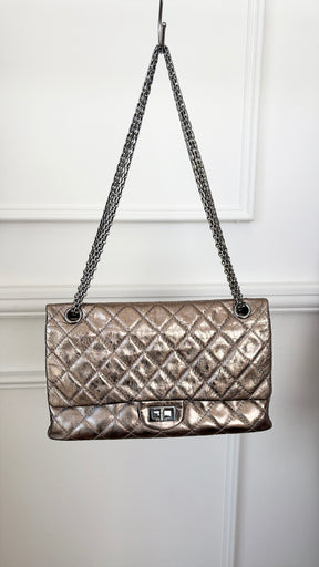 Chanel Pewter Crinkle Leather Reissue 2.55 Flap