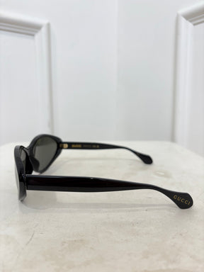 Gucci Black Pointed Oval Sunglasses