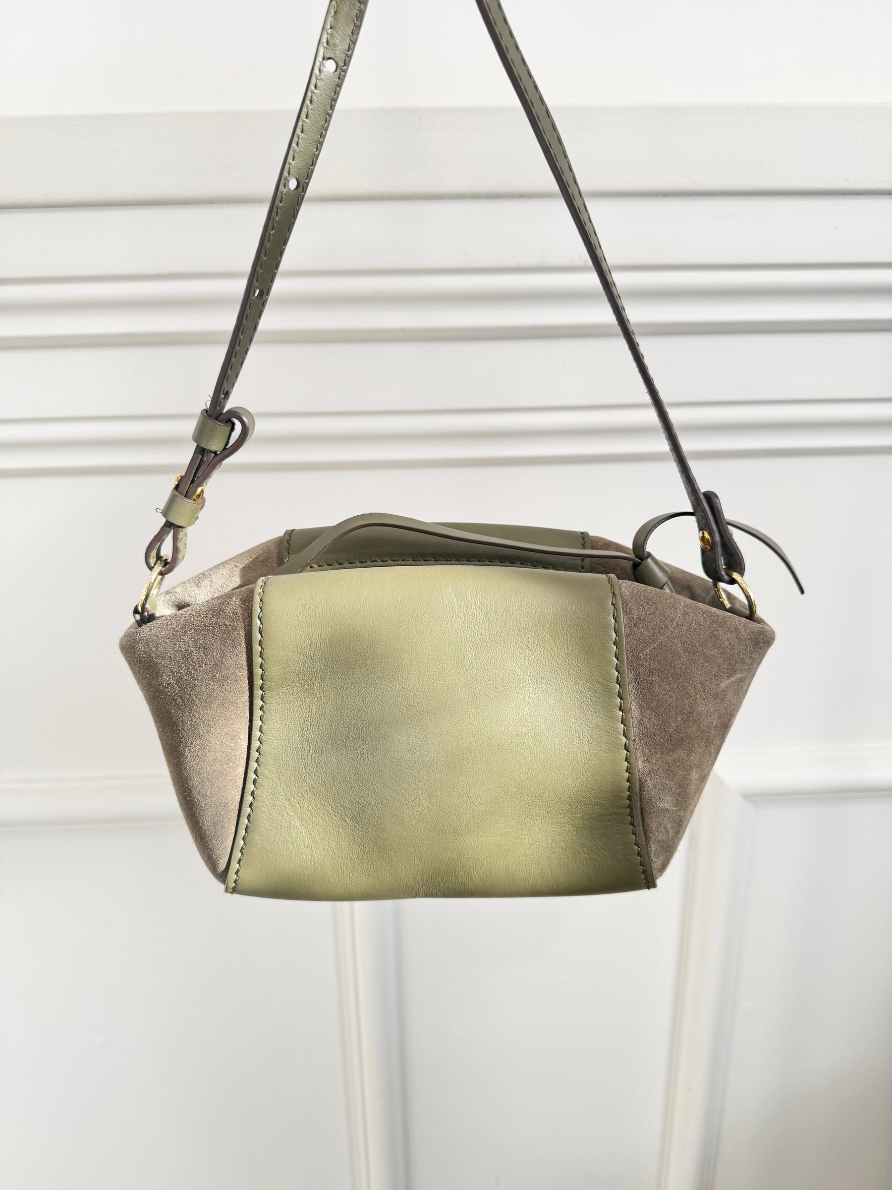 Ulla Johnson Khaki Leather and Suede Crossbody Bag
