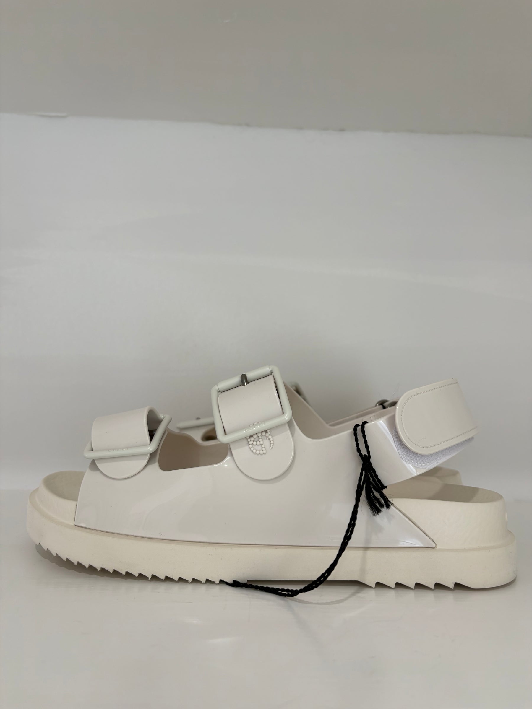 Gucci White Rubber Dad Sandals, 39