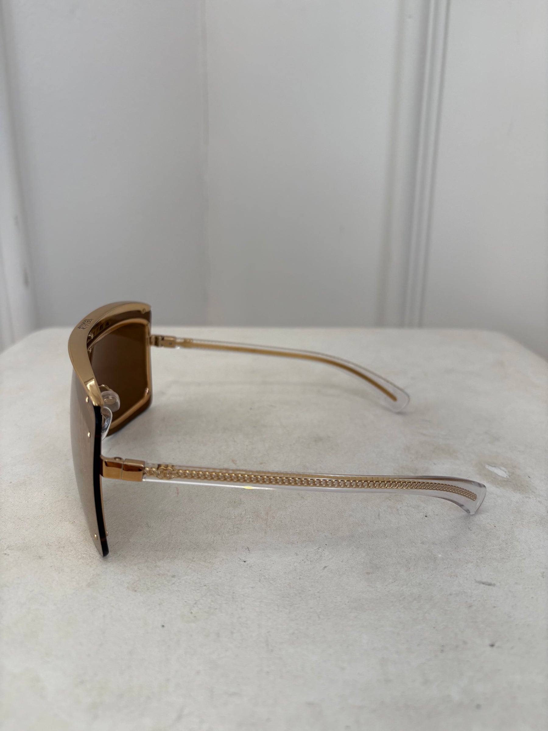 Chanel Gold Shield Mirror Sunglasses