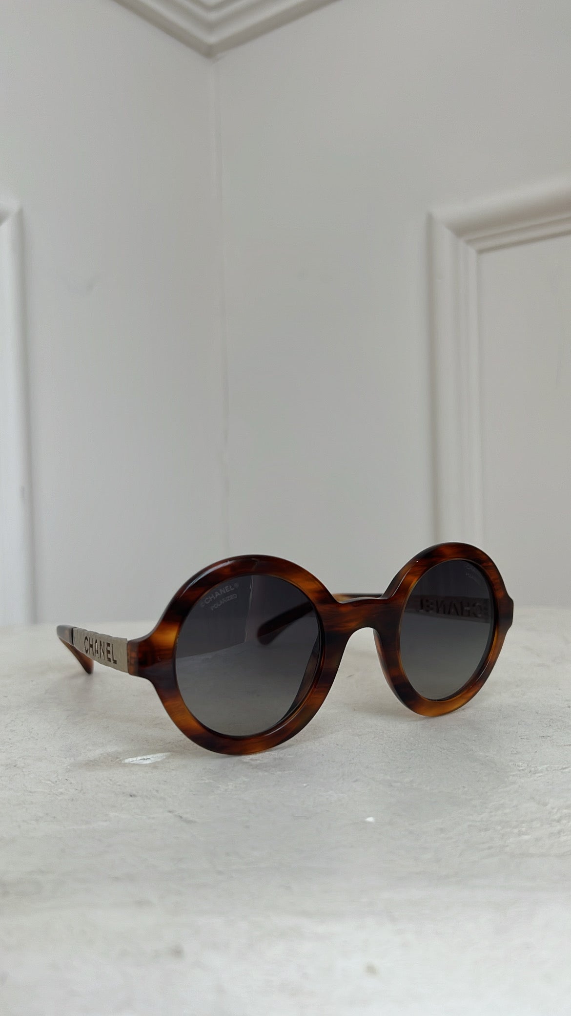 Chanel Round Tortoishell Sunglasses