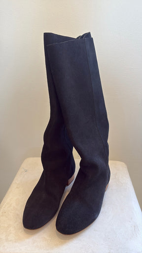 Chloé Black Suede Knee High Boots, 39.5